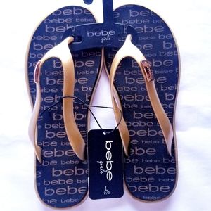 Bebe Girl's Gold Slip-on Sandals